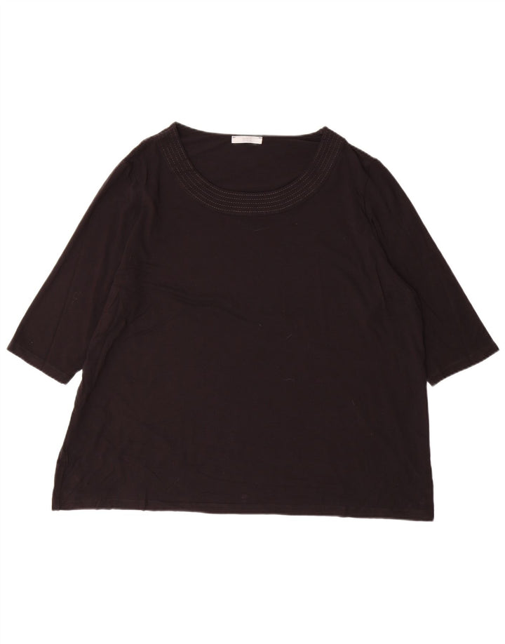 MARKS & SPENCER Womens Top 3/4 Sleeve UK 24 4XL Black Viscose
