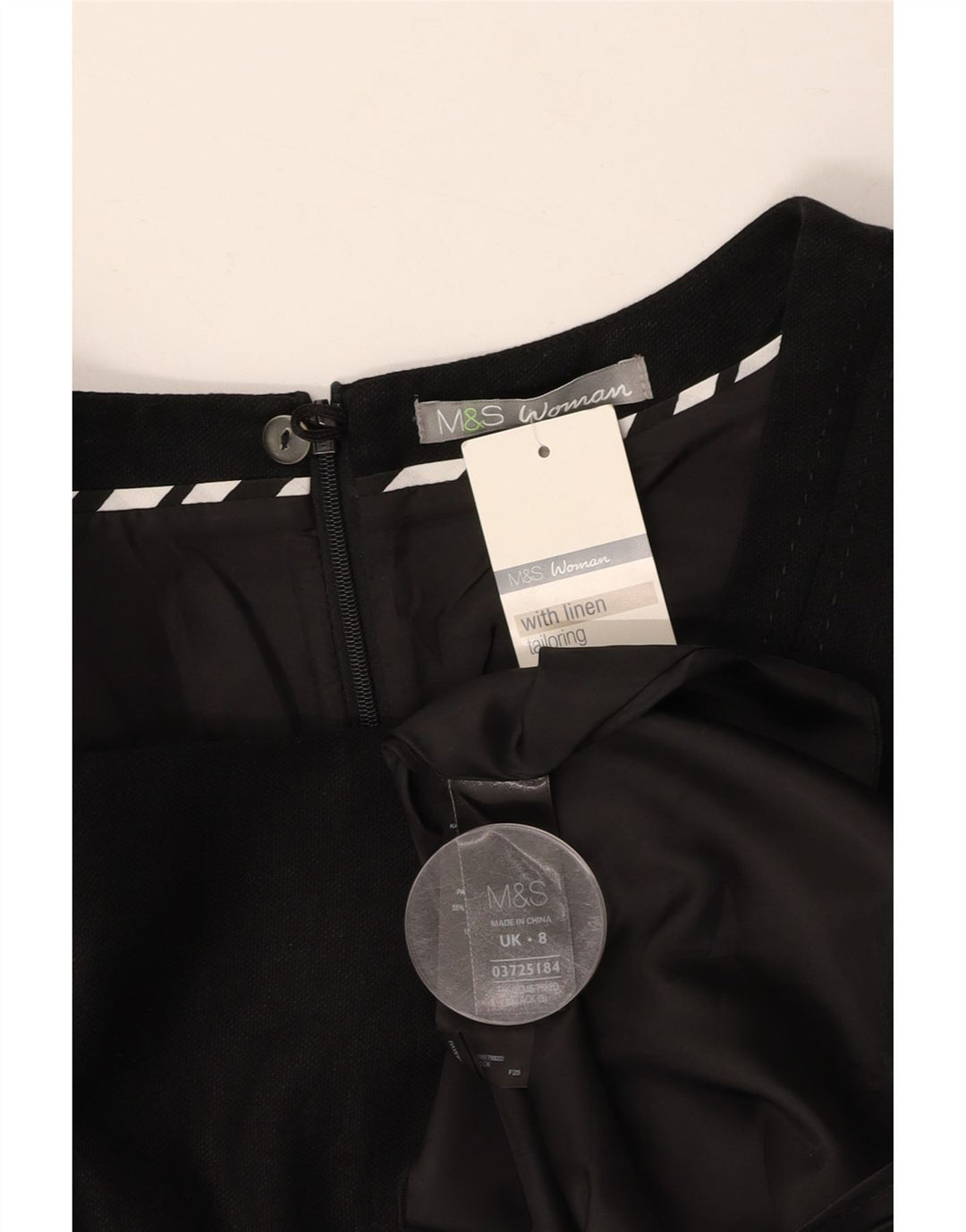 MARKS & SPENCER Abito tubino da donna UK 8 Piccolo lino nero