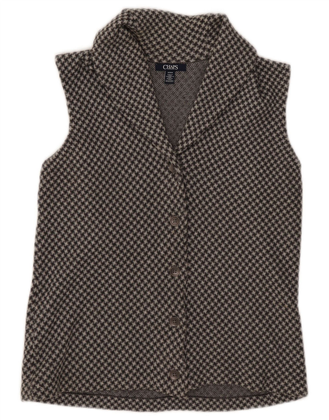 Top cardigan senza maniche da donna Chaps UK 14 Cotone pied de poule grigio medio