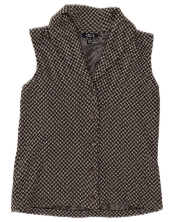 Top cardigan senza maniche da donna Chaps UK 14 Cotone pied de poule grigio medio