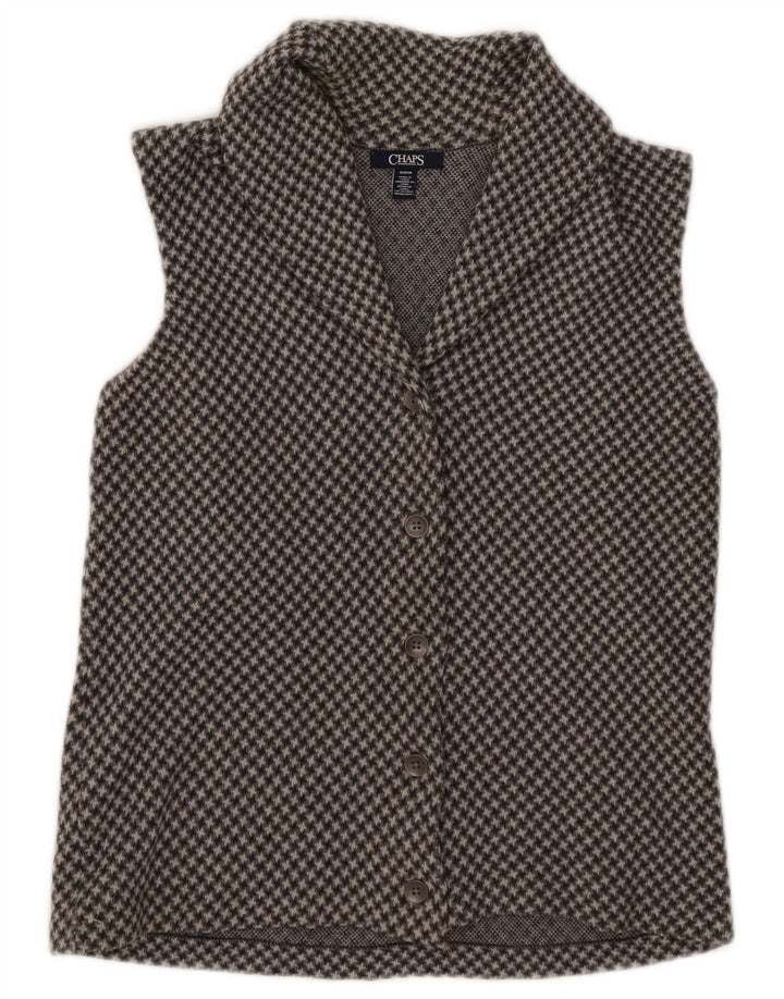Top cardigan senza maniche da donna Chaps UK 14 Cotone pied de poule grigio medio