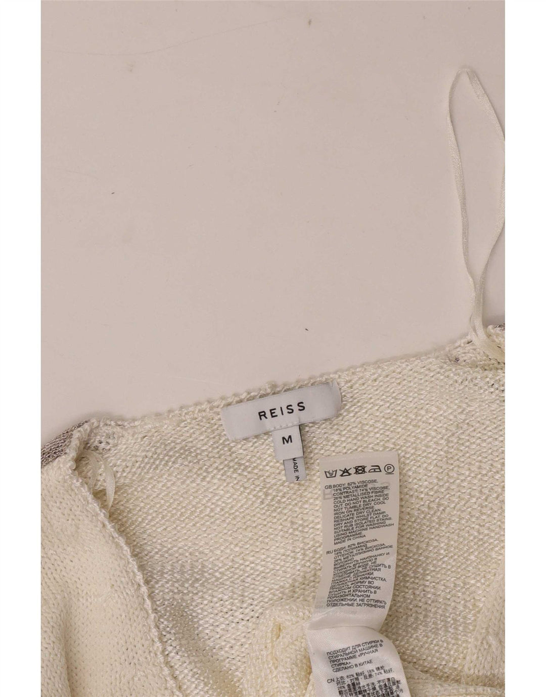 Maglione maglione con scollo a V da donna Reiss UK 12 Medium White Colourblock
