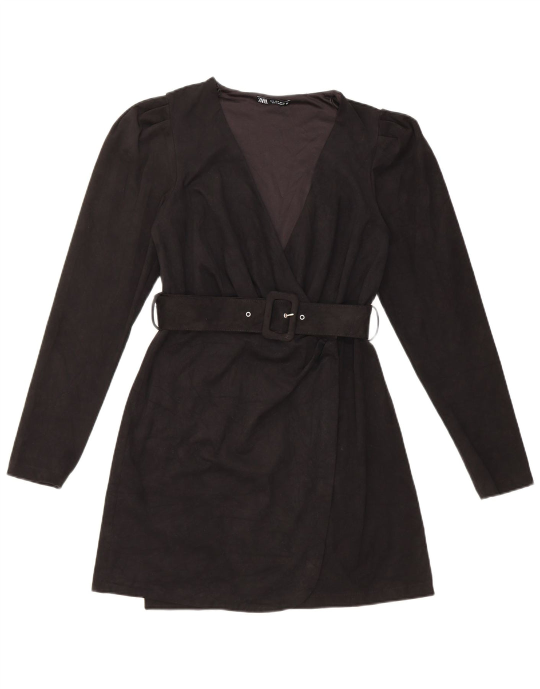 Abito a portafoglio a maniche lunghe da donna Zara UK 10 piccolo nero