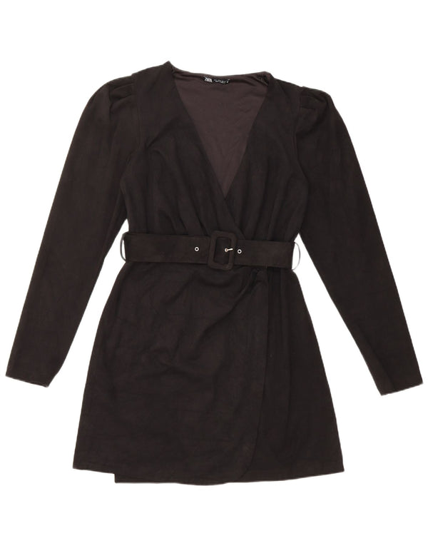 Abito a portafoglio a maniche lunghe da donna Zara UK 10 piccolo nero