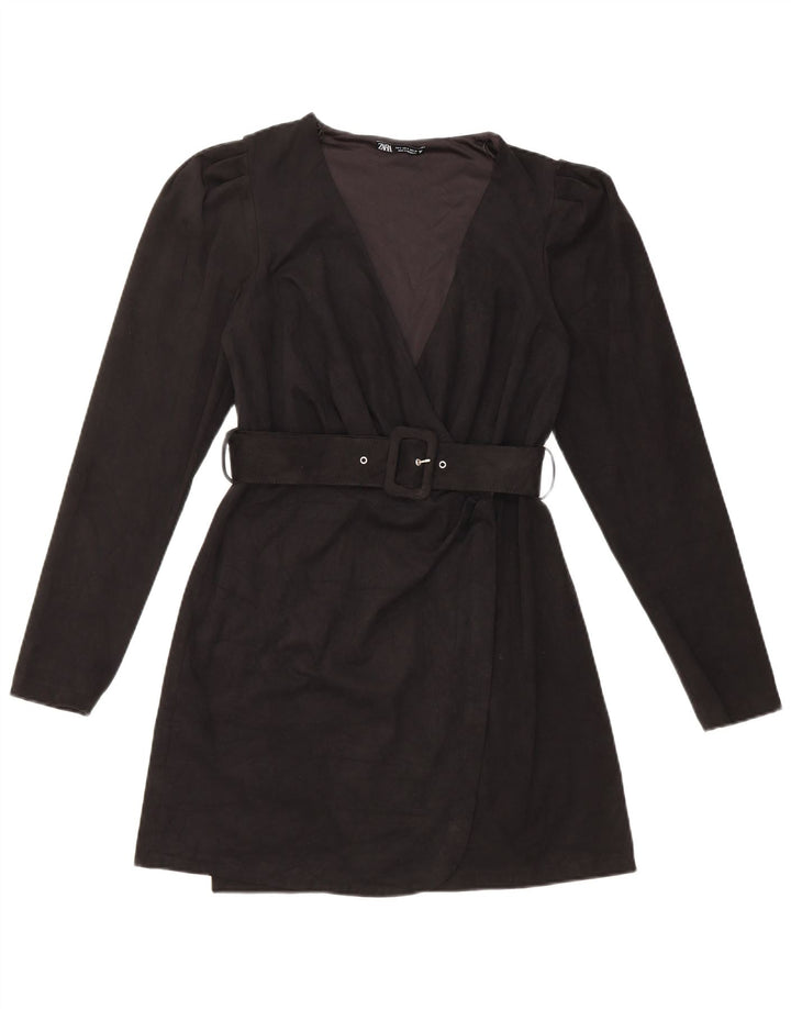 Abito a portafoglio a maniche lunghe da donna Zara UK 10 piccolo nero