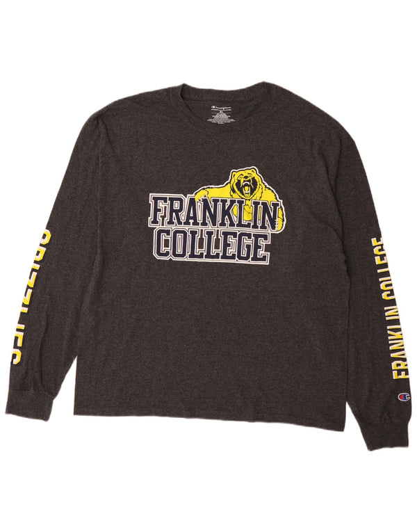 Champion Maglietta grafica da uomo Franklin College a maniche lunghe XL in cotone grigio