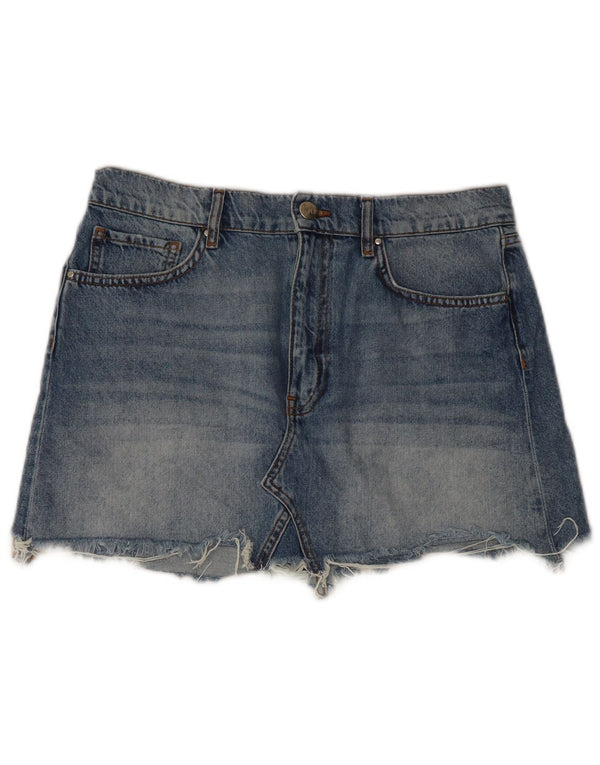 Gonna di jeans vintage da donna UK 12 Media W34 Blu Cotone