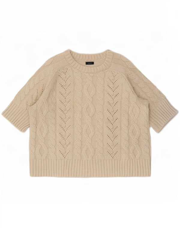 Maglione corto da uomo con scollo a barca a maniche corte Zara UK 10 piccolo bianco sporco