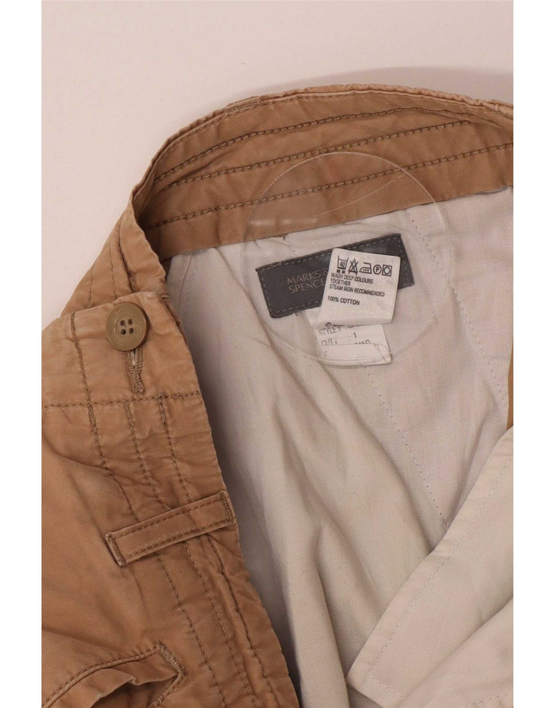 Bermuda cargo da uomo Marks & Spencer W30 cotone beige medio