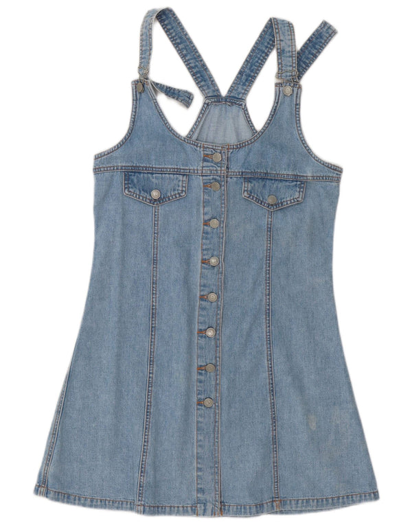Abito vintage in denim senza maniche da donna UK 14 Blu medio