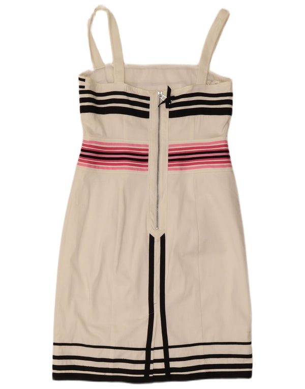 Karen Millen Abito tubino senza maniche da donna UK 12 Medio Bianco geometrico