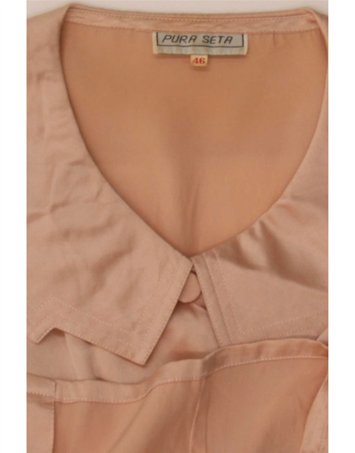 Camicetta Camicia Vintage da Donna IT 46 Large Rosa Seta
