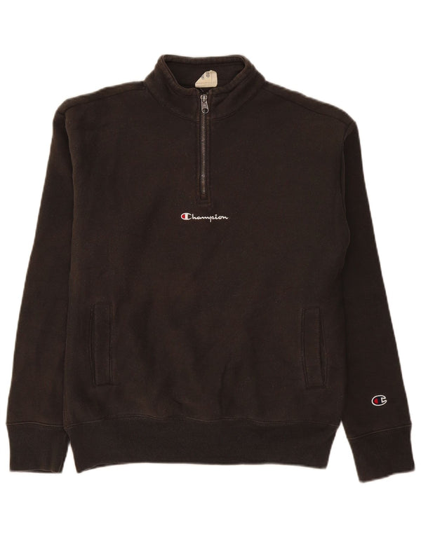 Felpa Champion da uomo con vestibilità ampia, collo con zip, maglione XS, cotone grigio
