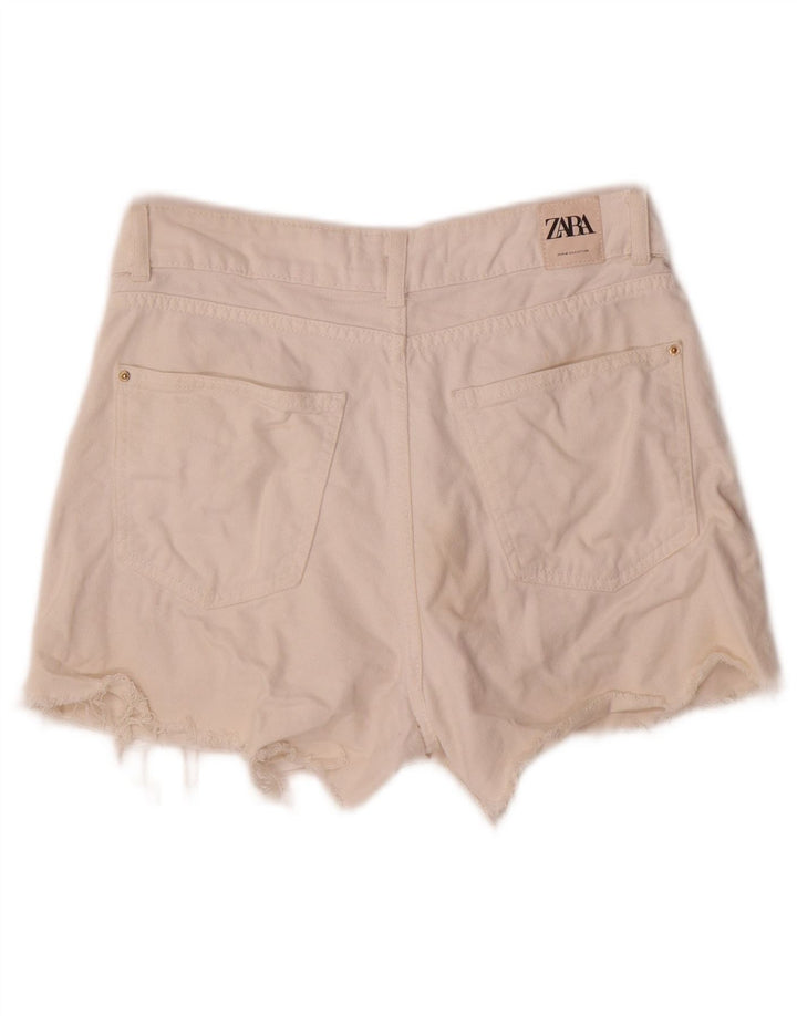 Pantaloncini di jeans da donna Zara piccoli W26 cotone bianco
