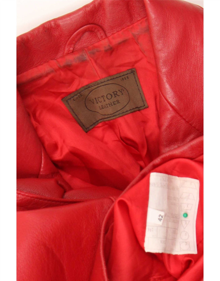 Giacca blazer in pelle da donna a 3 bottoni Victory IT 42 rosso medio