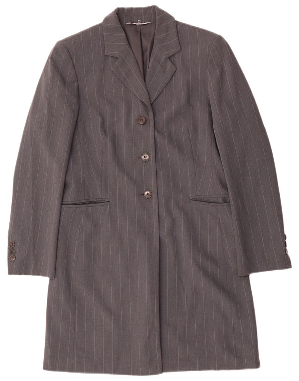 Marks & Spencer Petite Cappotto da donna UK 8 Small Grigio Gessato Poliestere