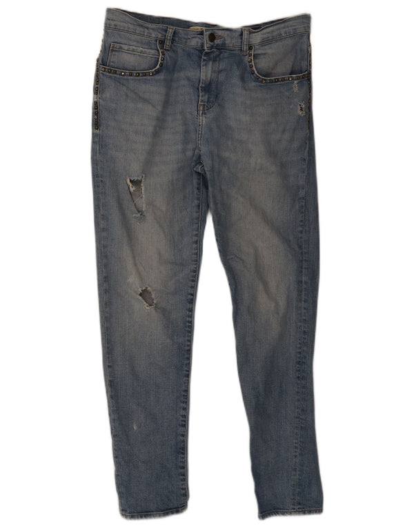 Jeans slim effetto consumato Trafaluc da donna Zara EU 38 Small W28 L28 Blu