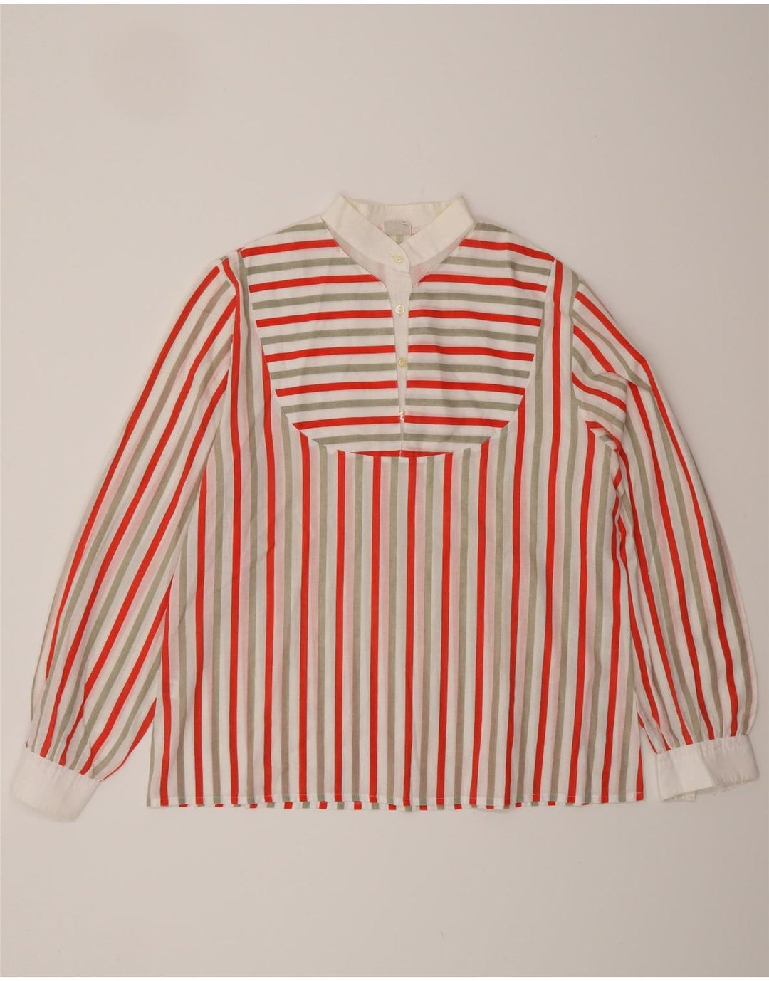 Camicia pullover da donna VINTAGE UK 16 Grande poliestere a righe multicolore
