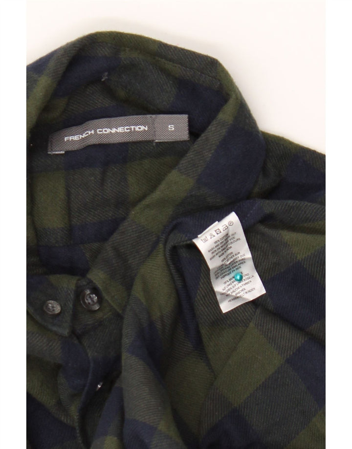 Camicia da uomo in flanella French Connection piccolo cotone a quadri verdi