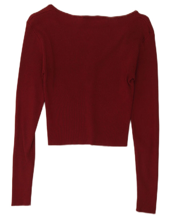 Maglione cardigan corto da donna Zara UK 8 piccolo bordeaux