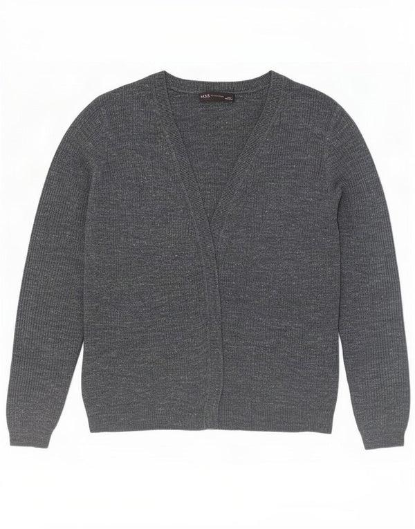 Maglione cardigan aperto da donna Marks & Spencer UK 10 piccolo blu navy screziato