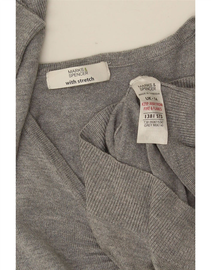 Maglione da donna Marks & Spencer con maniche a 3/4 e scollo a V UK 14 Grigio medio