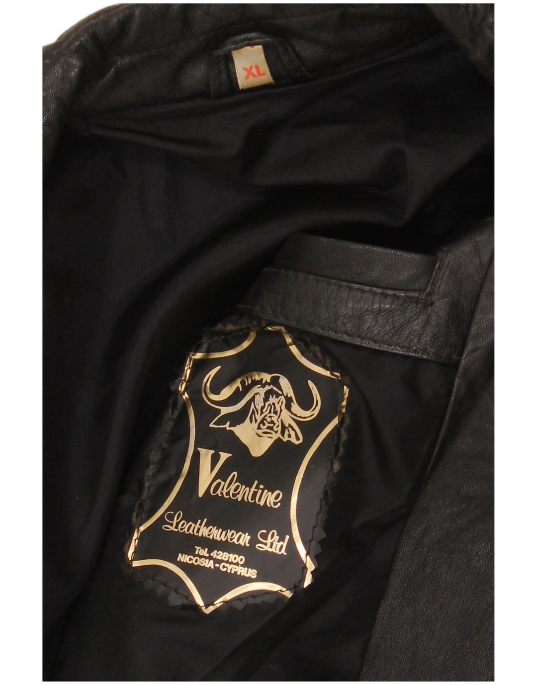 Giacca in pelle vintage da uomo Valentine UK 42 XL in pelle nera