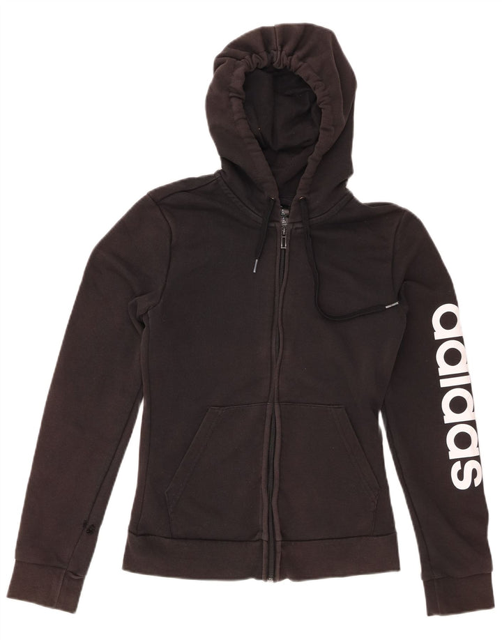 Felpa con cappuccio e zip grafica da donna ADIDAS UK 4/6 XS Nero