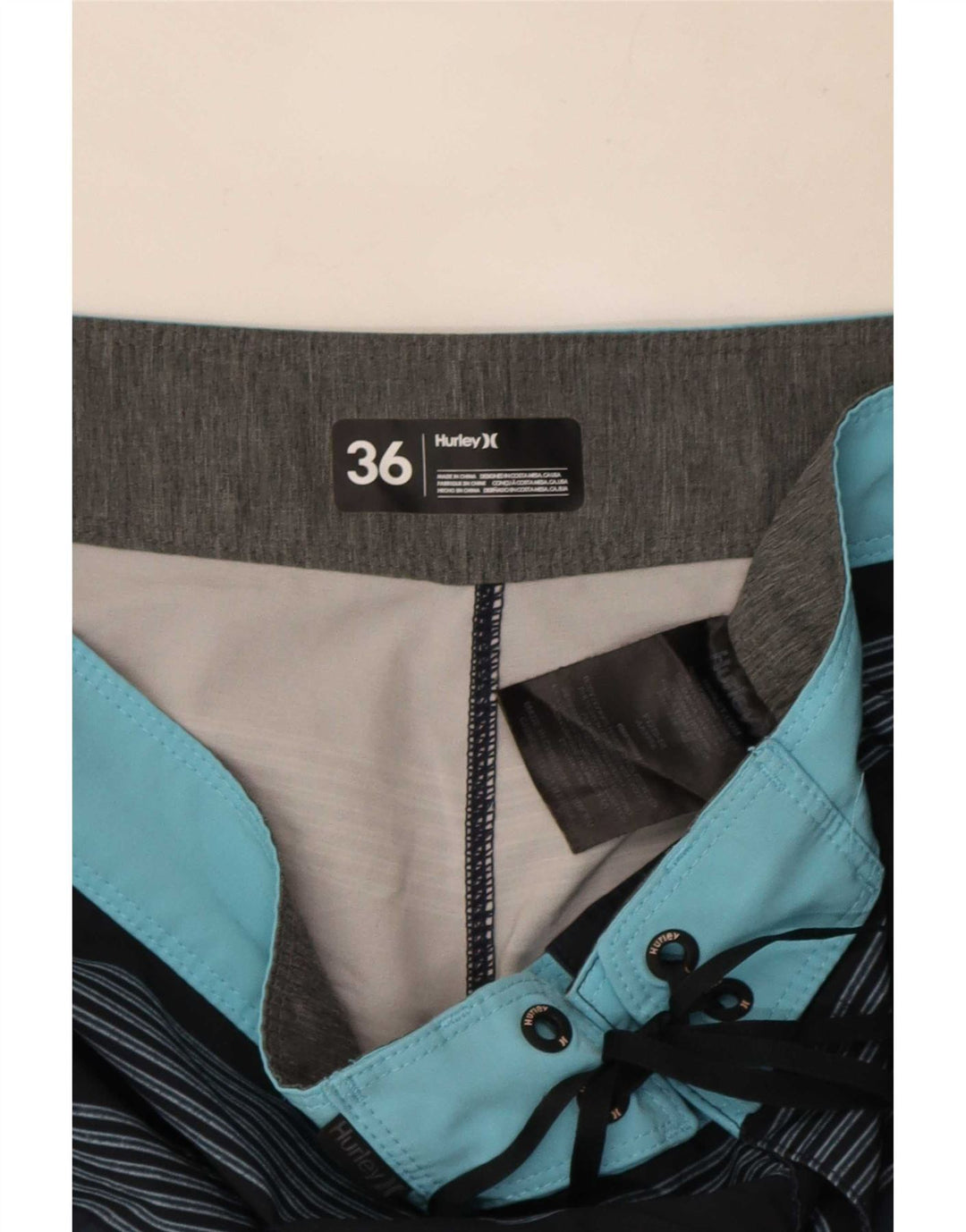 Pantaloncini da bagno da uomo Hurley, poliestere a righe grandi blu