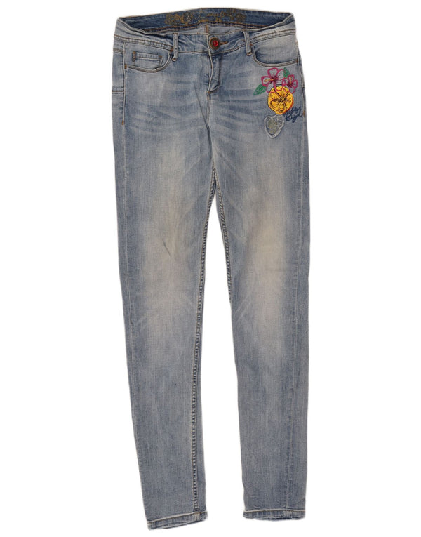 Jeans skinny da donna Desigual W30 L33 cotone floreale blu
