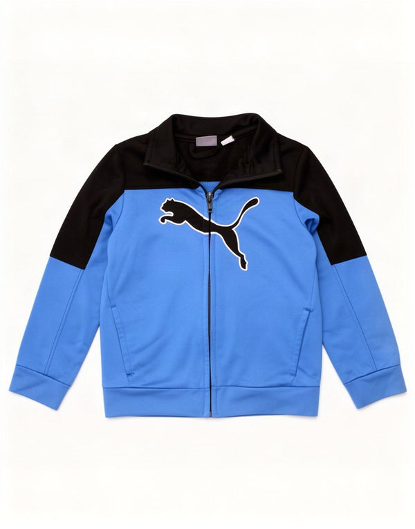 Giacca da tuta grafica da ragazzo Puma 2-3 anni in poliestere color block blu