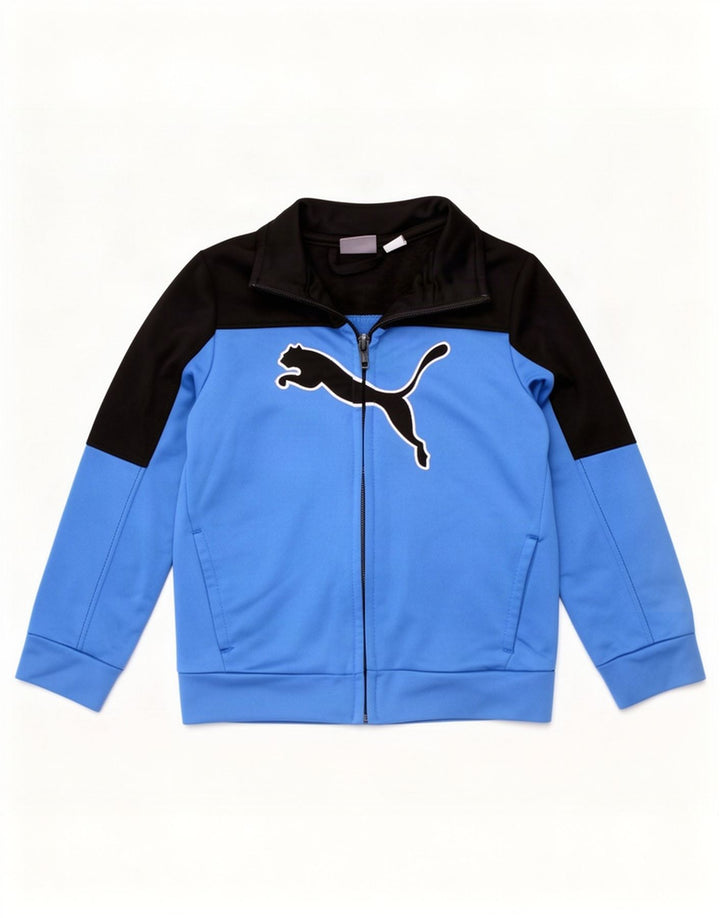 Giacca da tuta grafica da ragazzo Puma 2-3 anni in poliestere color block blu