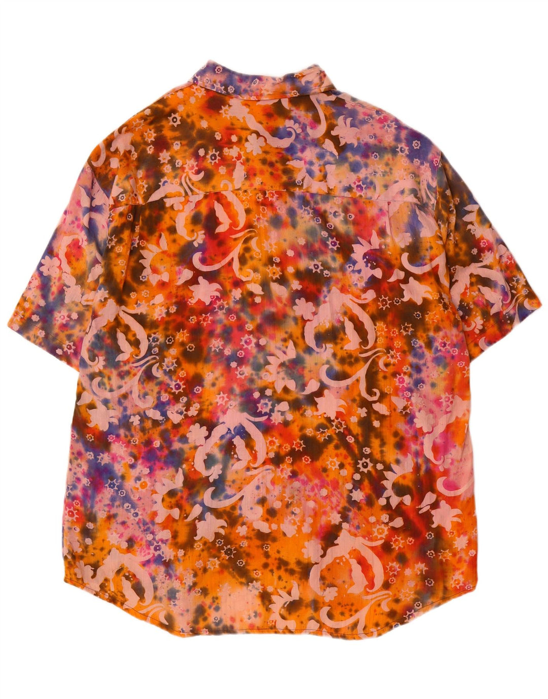 Camicia a maniche corte vintage da uomo con motivo astratto, grande, multicolore