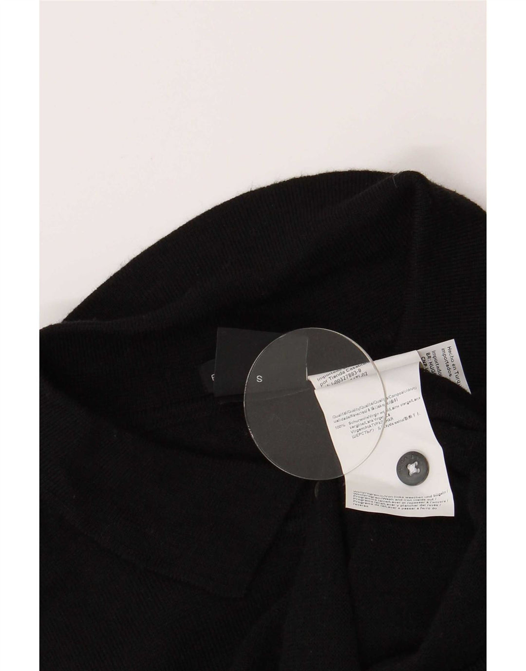 Maglione da uomo Hugo Boss con collo alto, piccolo, in lana vergine nera