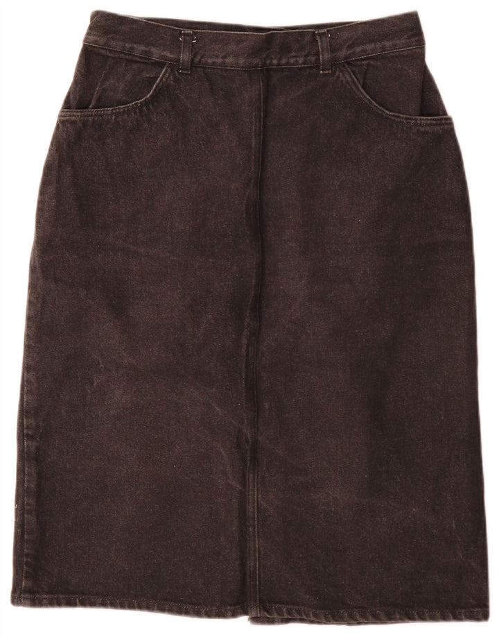 Gonna di jeans vintage da donna W28 grigio medio floreale