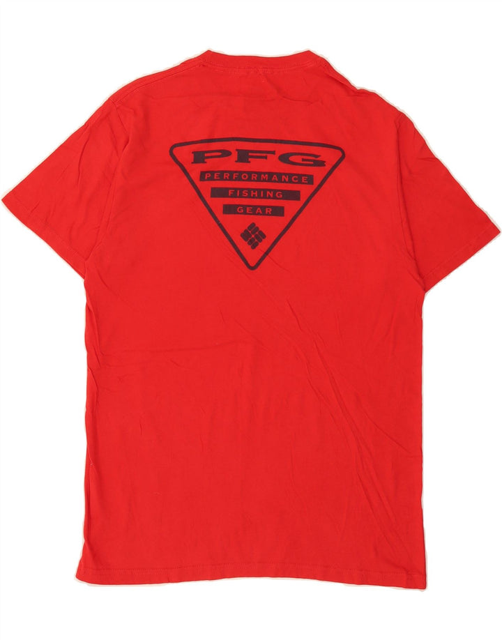 COLUMBIA Mens Graphic T-Shirt Top Medium Red Cotton Vintage Columbia and Second-Hand Columbia from Messina Hembry 