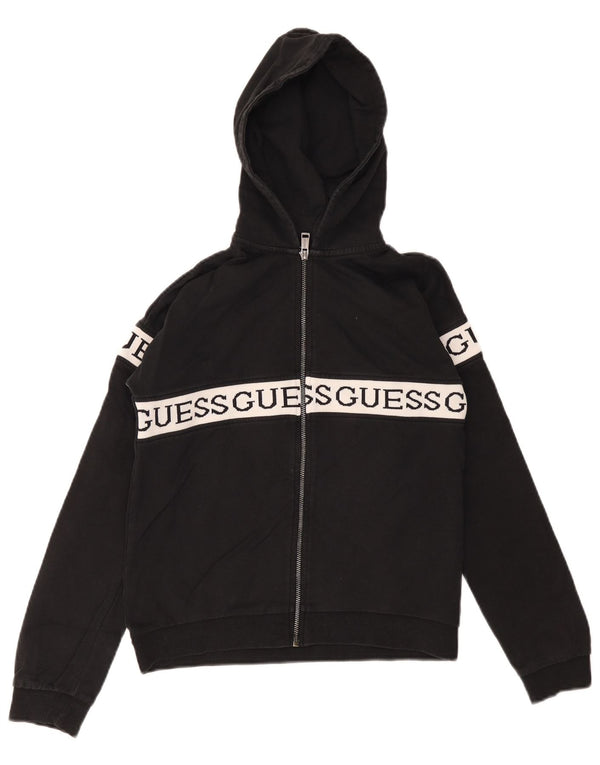 Felpa con cappuccio con zip grafica GUESS per ragazze 11-12 anni Colorblock nero