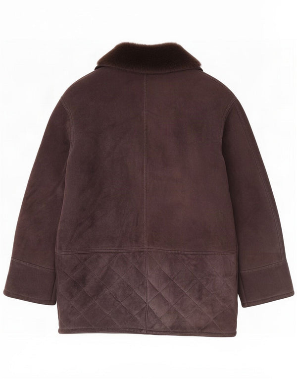 Cappotto vintage in shearling da uomo UK 42 XL in pelle marrone