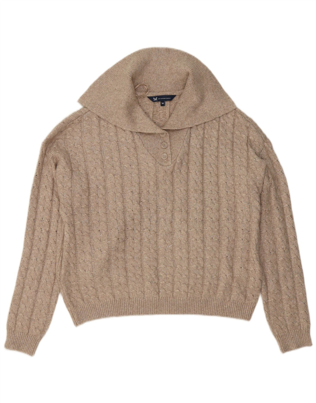 Crew Clothing Maglione da donna con collo a polo UK 14 Poliestere beige medio