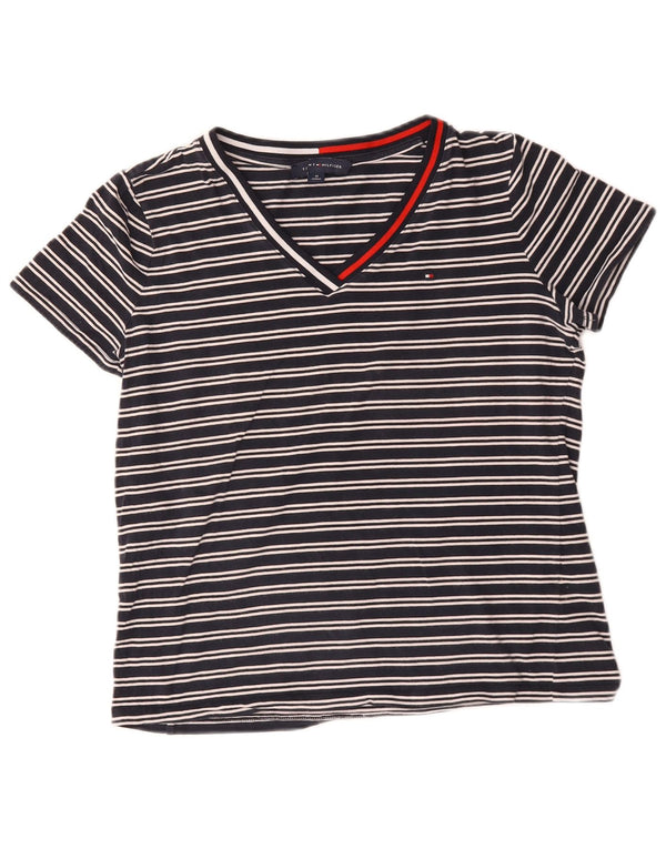 T-shirt da donna Tommy Hilfiger Top UK 14 cotone a righe blu navy medio