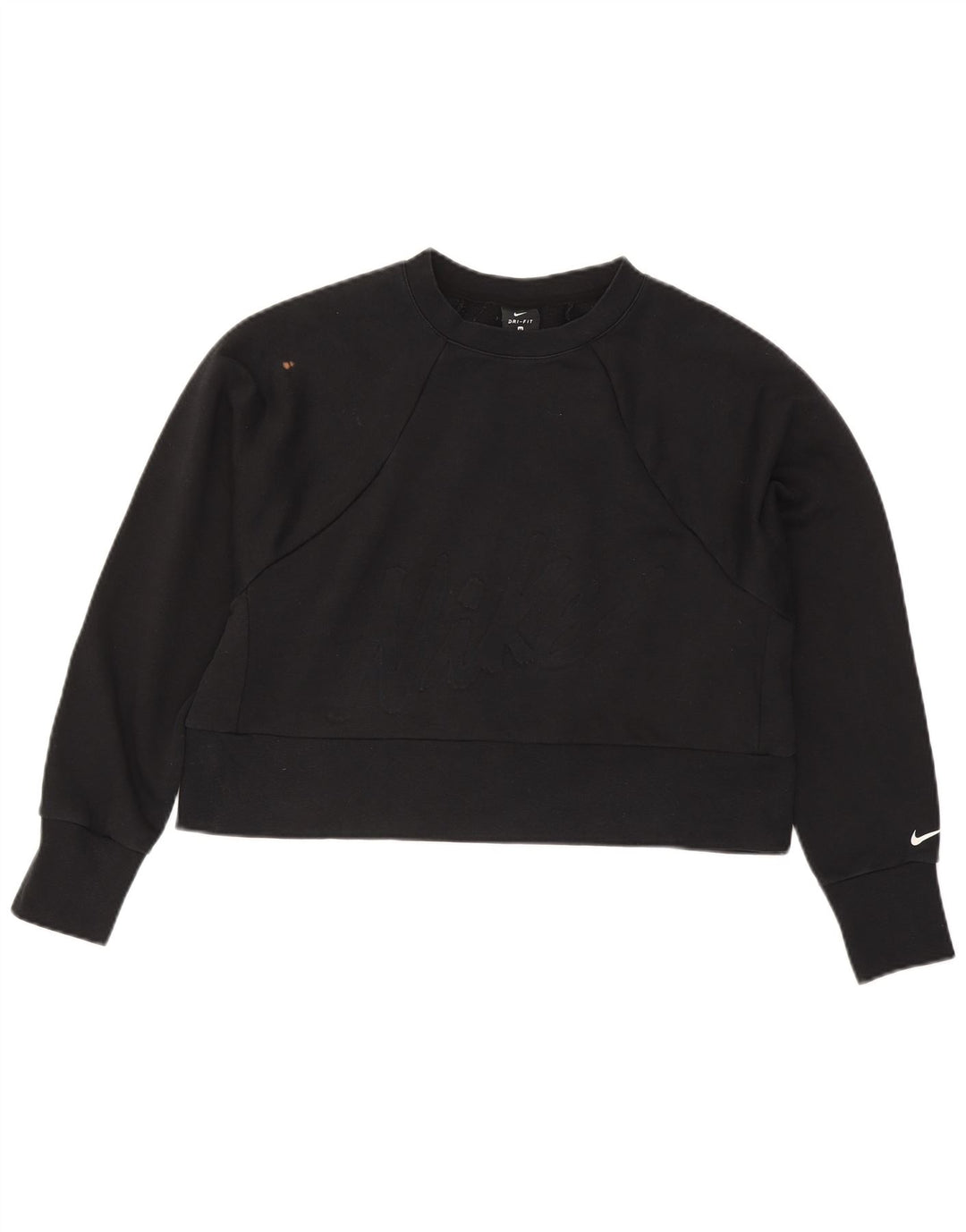 Felpa con grafica corta Nike da donna UK 14 poliestere nero medio