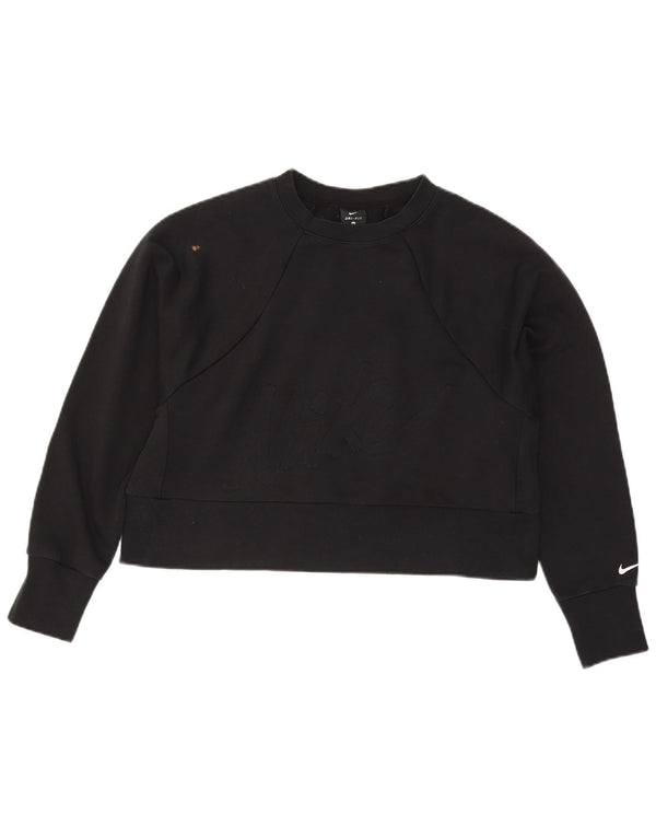 Felpa con grafica corta Nike da donna UK 14 poliestere nero medio