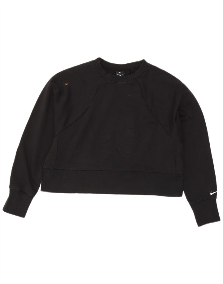 Felpa con grafica corta Nike da donna UK 14 poliestere nero medio