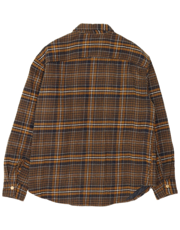 Jack & Jones Camicia da uomo in flanella da boscaiolo, cotone a quadri marroni grandi