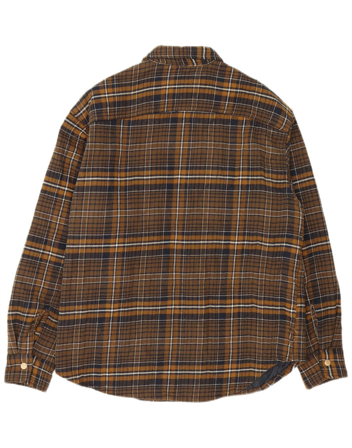 Jack & Jones Camicia da uomo in flanella da boscaiolo, cotone a quadri marroni grandi