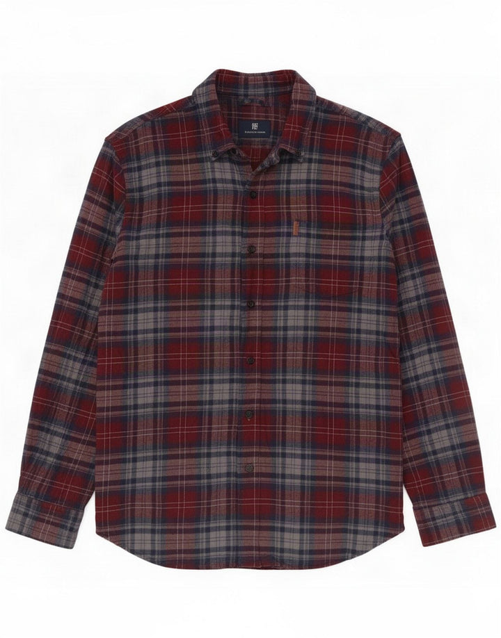 Chaps Camicia da uomo in flanella di cotone a quadri rossi grandi