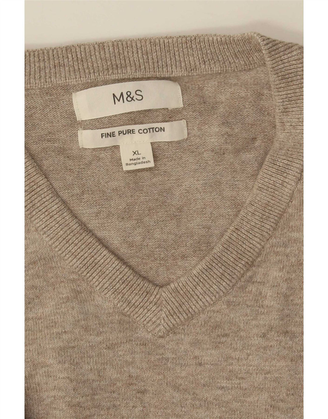 Maglione da uomo con scollo a V Marks & Spencer XL in cotone beige