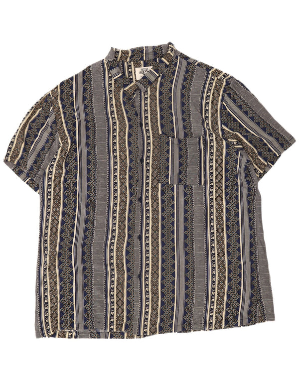Camicetta vintage da donna a maniche corte UK 22 3XL Blu navy a righe
