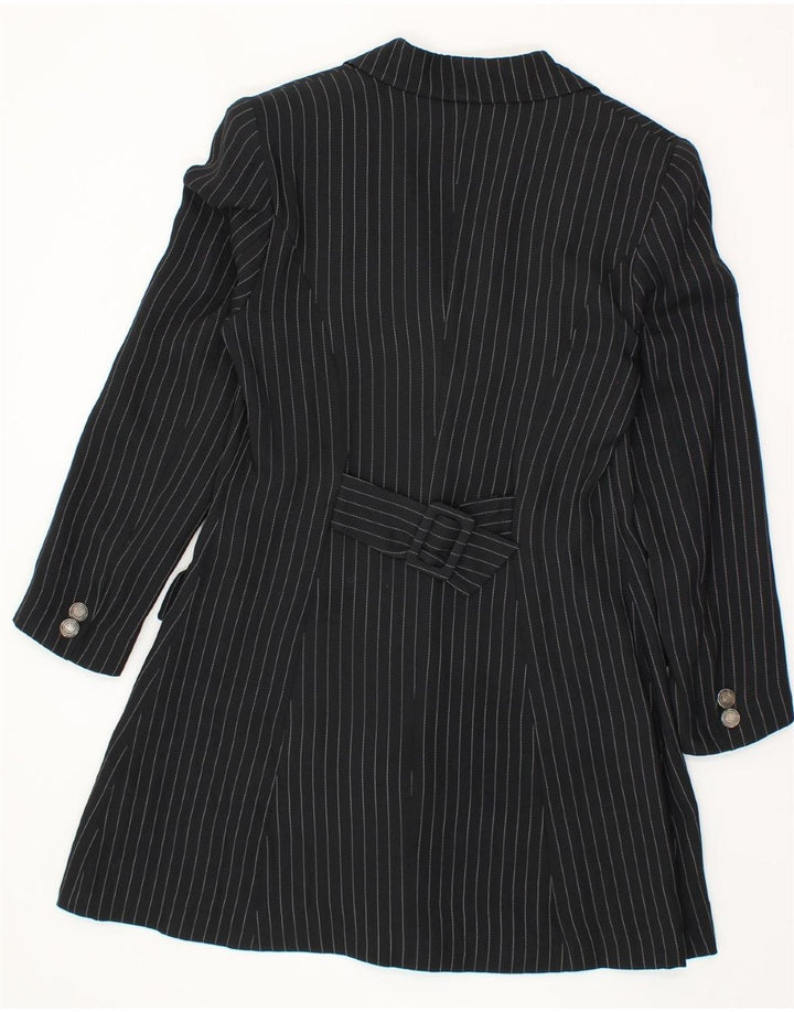 VINTAGE Womens Overcoat UK 12 Medium Black Pinstripe Vintage Vintage and Second-Hand Vintage from Messina Hembry 