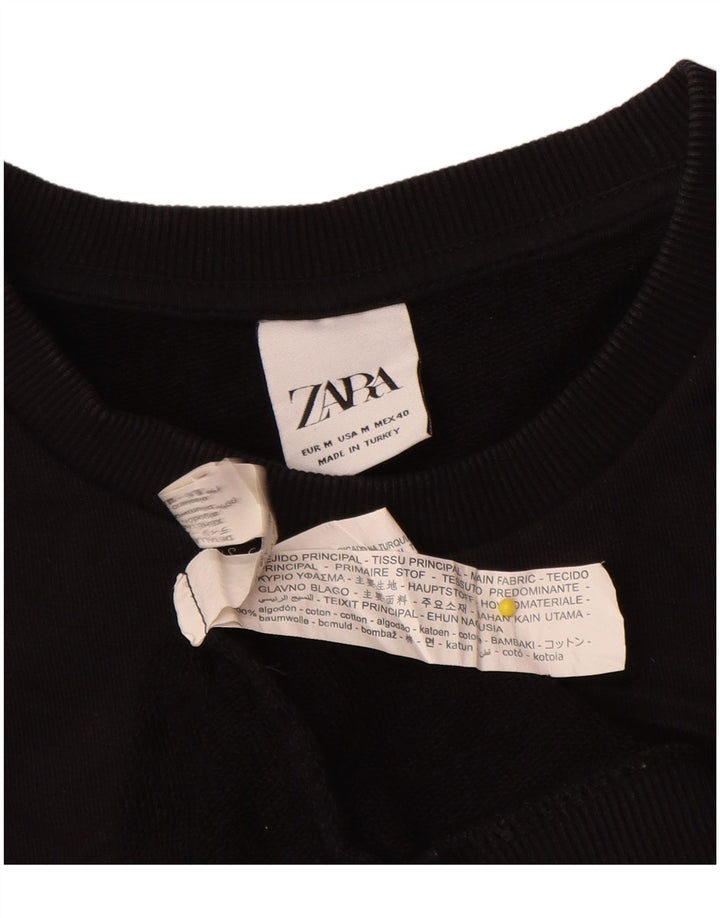 Felpa grafica da uomo Zara in cotone color block medio nero